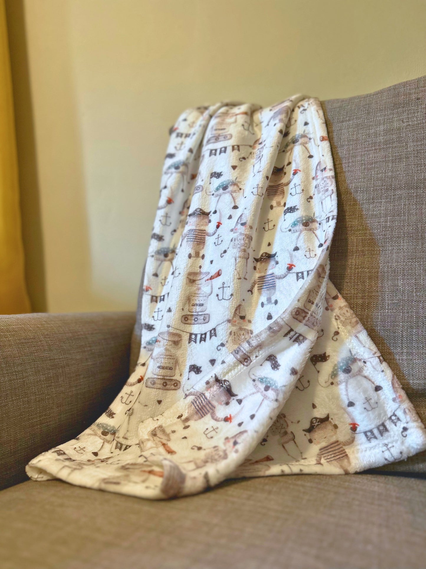 Pirate Bots Minky Blanket